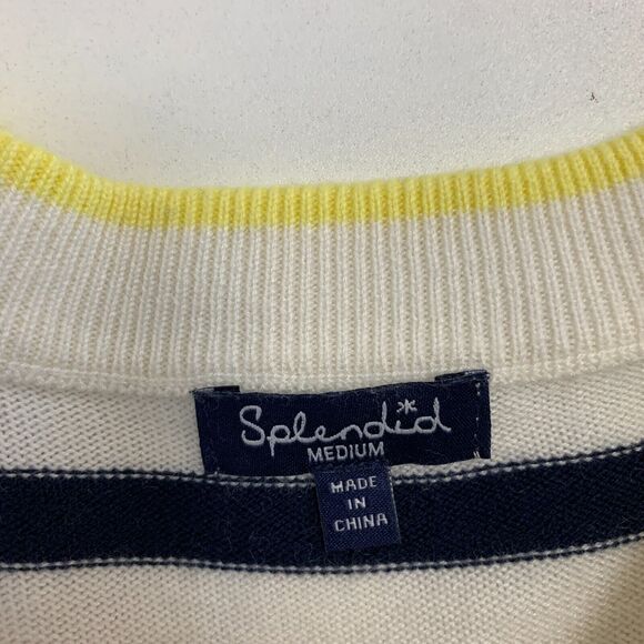 Splendid Striped Sweater Womens M Medium 5% Cashmere Blend Drop Shoulder *READ - Picture 11 of 16